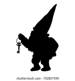 Dwarf Silhouette Tale Small Gnome. Vector Illustration.