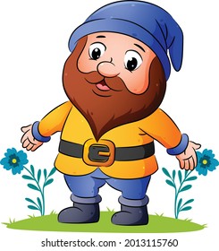 The dwarf is standing and enjoying the garden of illustration