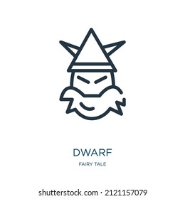dwarf thin line icon. fantasy, steel linear icons from fairy tale concept isolated outline sign. Vector illustration symbol element for web design and apps.