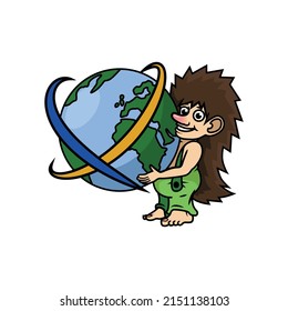 Dwarf Travel Logo, Mascot Character and Globe, EPS 10 vector