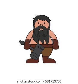 Dwarf warrior cartoon character in various positions.