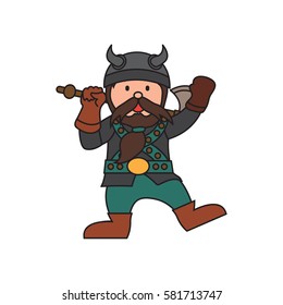 Dwarf warrior cartoon character in various positions.