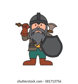 Dwarf Warrior Cartoon Character Various Positions Stock Vector (Royalty ...