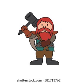 Dwarf warrior cartoon character in various positions.