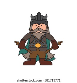 Dwarf Warrior Cartoon Character Various Positions Stock Vector (Royalty ...