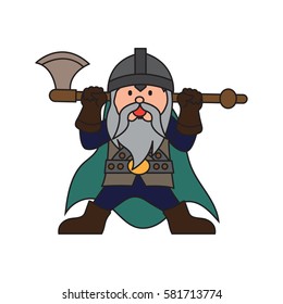 Dwarf warrior cartoon character in various positions.