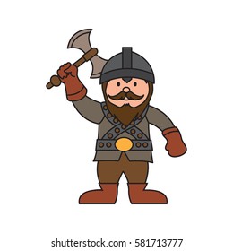 Dwarf warrior cartoon character in various positions.