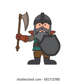 Dwarf warrior cartoon character in various positions.