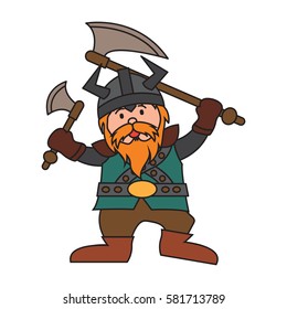 Dwarf Warrior Cartoon Character Various Positions Stock Vector (Royalty ...