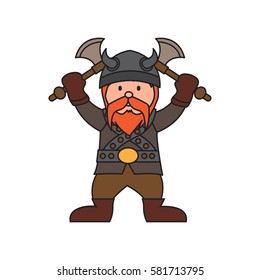 Dwarf Warrior Cartoon Character Various Positions Stock Vector (Royalty ...