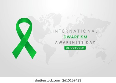 Dwarfism Awareness Month background design with Green silk ribbon.