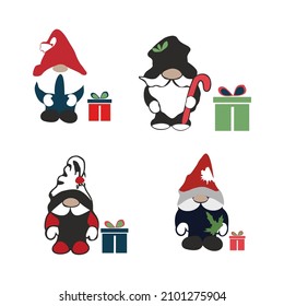 dwarfs in caps with gifts