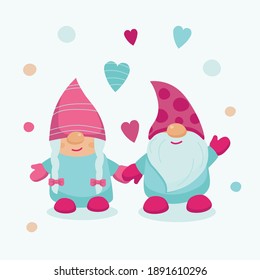 The dwarfs are holding hands. Vector illustration.