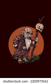 Dwarfs with skull vector illustration