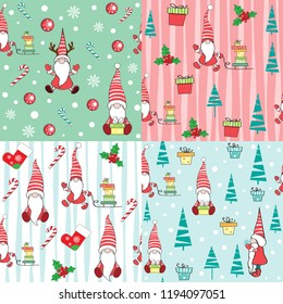 Dwarves of Santa Claus seamless pattern collection