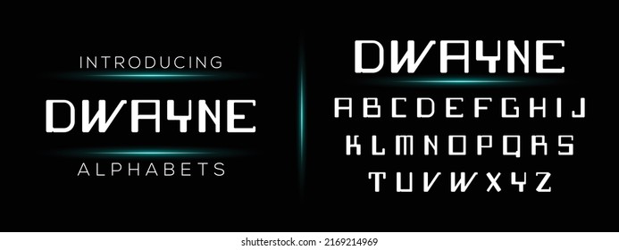 DWAYNE Modern minimal font for personal and business use. Tech sport alphabets and game fonts. Luxury letter in white color.