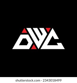 DWC triangle letter logo design with triangle shape. DWC triangle logo design monogram. DWC triangle vector logo template with red color. DWC triangular logo Simple, Elegant, and Luxurious design.
