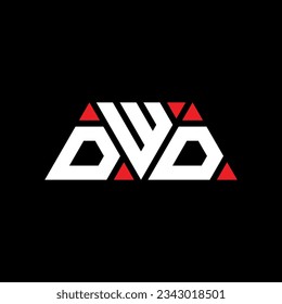 DWD triangle letter logo design with triangle shape. DWD triangle logo design monogram. DWD triangle vector logo template with red color. DWD triangular logo Simple, Elegant, and Luxurious design.