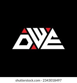 DWE triangle letter logo design with triangle shape. DWE triangle logo design monogram. DWE triangle vector logo template with red color. DWE triangular logo Simple, Elegant, and Luxurious design.