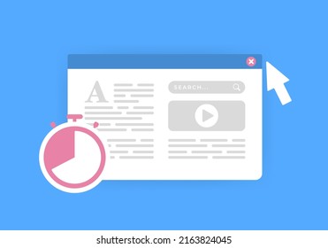 Dwell Time - important seo analytics metrics concept. The length of time on site that a visitor spends on a web page before returning to the SERPs - Search Engine Results Pages