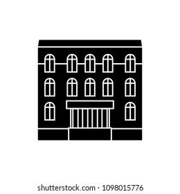 Dwelling house black icon concept. Dwelling house  vector sign, symbol, illustration.