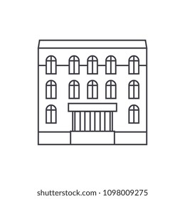 Dwelling house thin line icon concept. Dwelling house linear vector sign, symbol, illustration.