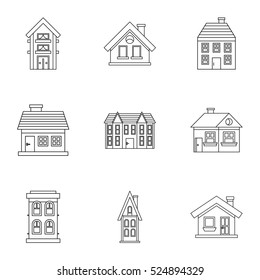 Dwelling icons set. Outline illustration of 9 dwelling vector icons for web