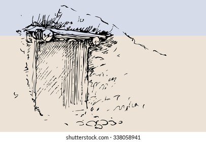 The dwelling, primitive houses. Vector