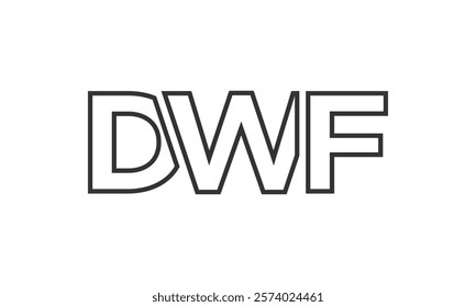 DWF logo design template with strong and modern bold text. Initial based vector logotype featuring simple and minimal typography. Trendy company identity ideal for businesses brand presence.