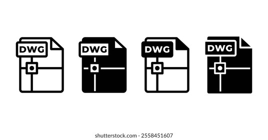 DWG file format document icon symbol sign vector design black white color illustration sets