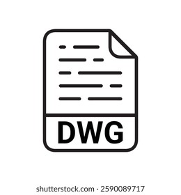 DWG file icon set. DWG file type symbol. File DWG format icon in black filled and outlined style isolated on transparent background.