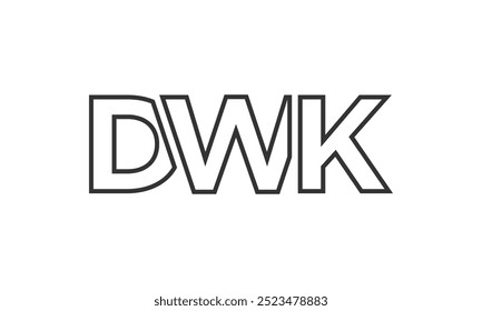 DWK logo design template with strong and modern bold text. Initial based vector logotype featuring simple and minimal typography. Trendy company identity ideal for businesses brand presence.