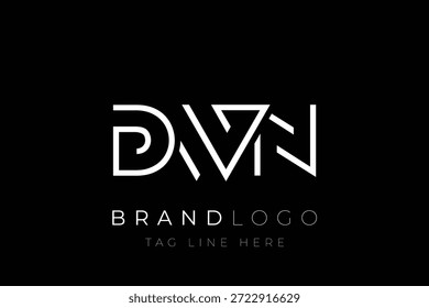 Diseño de logotipo de carta abstracta DWN. Diseño moderno del logotipo del negocio con tipografía Abstractas y estilo contemporáneo