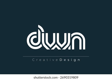 DWN Creative Unique Modern Letter Logo Design. Elegantes Monogramm-Logo-Design mit dekorativen Elementen und Typografie