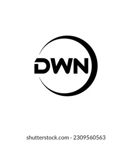 DWN letter logo design in illustration. Vector logo, calligraphy designs for logo, Poster, Invitation, etc.