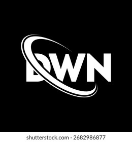 Logo de DWN. Carta DWN. Diseño del logotipo de la letra DWN. Logotipo inicial DWN enlazado con el círculo y el logotipo del monograma en mayúsculas. Tipografía DWN para tecnología, negocio y marca inmobiliaria.