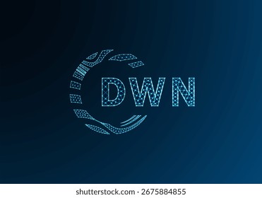Diseño de Vector de logotipo de letra polivinílica baja DWN. Diseño de logotipo de poliéster inferior DWN. Diseño único del logotipo de baja poli de DWN.