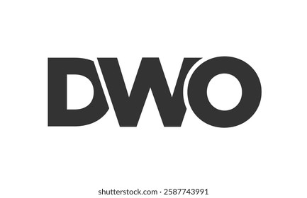 DWO logo design template with strong and modern bold text. Initial based vector logotype featuring simple and minimal typography. Trendy company identity ideal for businesses brand presence.