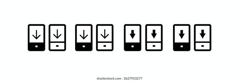 Dwonload arrow line icon. Download line icon set. Group of object.