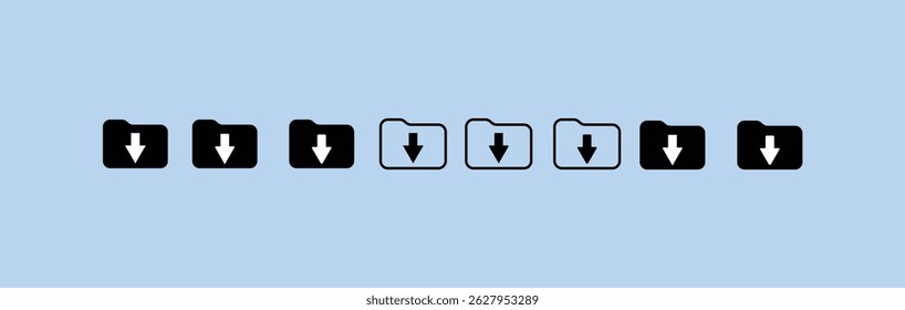 Dwonload arrow line icon. Download line icon set. Group of object.