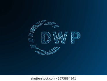 Diseño de Vector de logotipo de letra polivinílica baja DWP. Diseño de logotipo de poliéster inferior DWP. Diseño único del logotipo de baja poli de DWP.