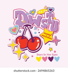 Ilustración de diseño de Vector de cerezas DWSTU