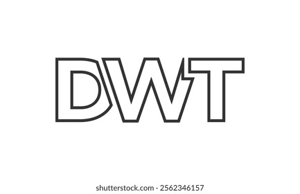 DWT logo design template with strong and modern bold text. Initial based vector logotype featuring simple and minimal typography. Trendy company identity ideal for businesses brand presence.