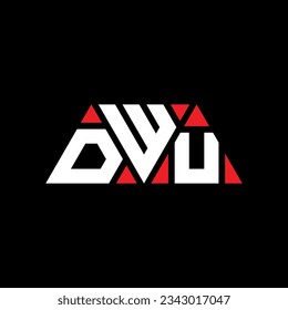 DWU triangle letter logo design with triangle shape. DWU triangle logo design monogram. DWU triangle vector logo template with red color. DWU triangular logo Simple, Elegant, and Luxurious design.