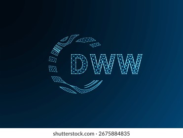 Diseño de Vector de logotipo de letra polivinílica baja DWW. Diseño de logotipo de poliéster inferior DWW. Diseño único del logotipo de baja poli de DWW.