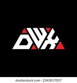 DWX triangle letter logo design with triangle shape. DWX triangle logo design monogram. DWX triangle vector logo template with red color. DWX triangular logo Simple, Elegant, and Luxurious design.