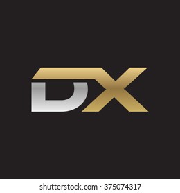 DX company linked letter logo golden silver black background