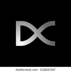 Monograma de letras iniciales de nombre de empresa DX. Logo de plata vectorial infinito DX.