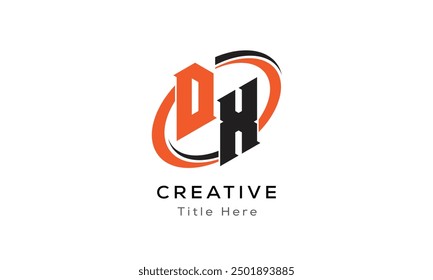 DX creative letter logo with circle area. Initial letter DX linked circle uppercase monogram logo. DX initial letter logo vector design.