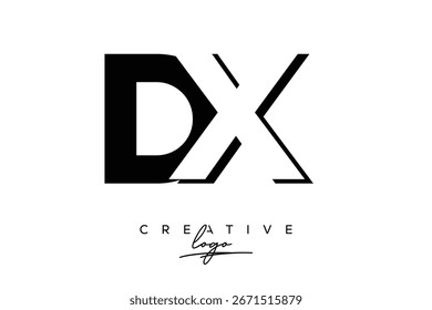 Logotipo creativo minimalista de espacio negativo de DX con monograma moderno para marca y logotipo de marca comercial con letras iniciales Diseño de logotipo para marca.